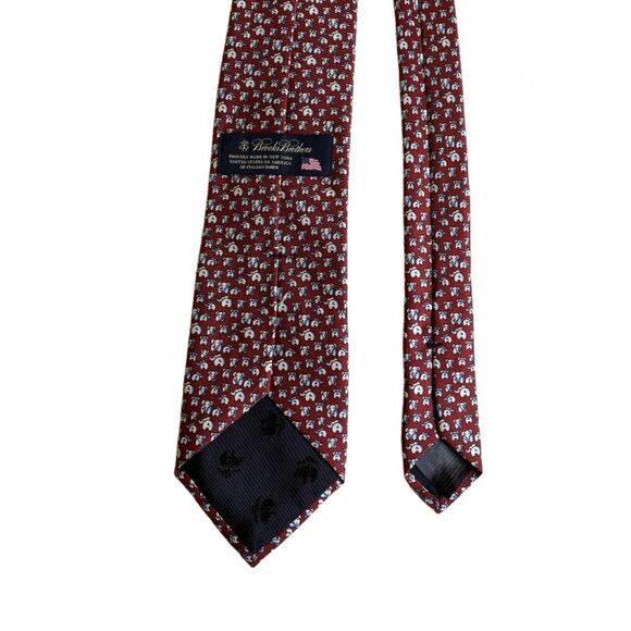 Brooks Brothers Red White Blue Elephant Print Silk Necktie Tie Italian Fabric - Picture 6 of 8